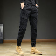 Herren Cargo-Hosen mit Taschen und Kordelzug – Schwarz