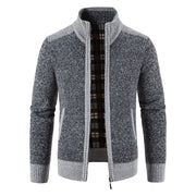 Herren Langarm-Zip-Jacke mit Taschen – Dunkelgrau
