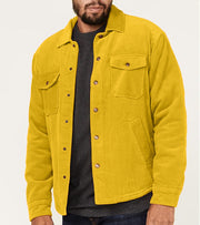 Herren Kord-Worker-Overshirt mit Druckknopfleiste, Pattentaschen und aufgesetzten Eingrifftaschen Nord Taschen – Gelb