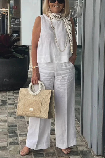 Leinen-Set mit ärmellosem Top | Weite Hose | Sommerlicher Chic