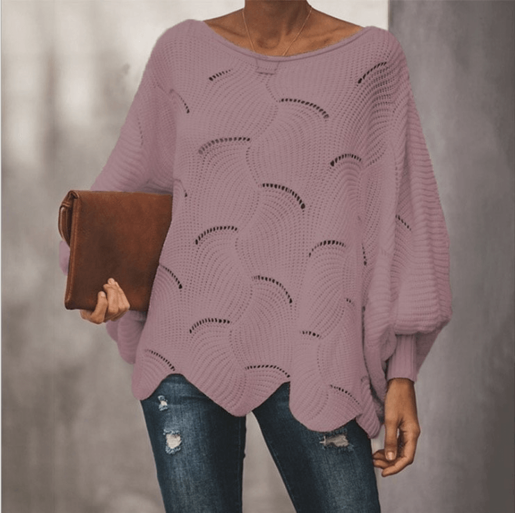 Damen Strickpullover mit Lochmuster