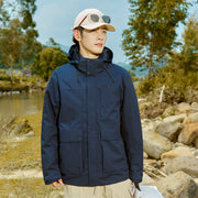 Herren Technische wasserdichte Parka-Jacke mit verstellbarer Kapuze und multifunktionalen Taschen Nord Taschen – Navyblau