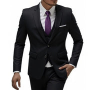 Herren nan dreiteiliges Slim-Fit Anzugset mit Weste, schmalem Revers und taillierter Silhouette - Vittorelli – Schwarz