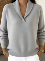 Cybele - Soft-Touch V-Ausschnitt-Pullover – Grau