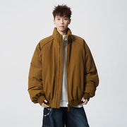 Herren Oversized Windjacke mit Stehkragen und elastischen Bündchen Nord Taschen – Kaffee-Gelb