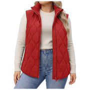 Damen gesteppte Weste mit hohem Kragen, figurfreundlicher Silhouette und Eingrifftaschen Nord Taschen – Rot
