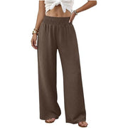 Damen Palazzo-Loungehose mit hohem Smokbund und weitem Bein Nord Taschen – Dunkelbraun