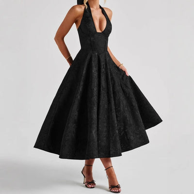 Stilvolles Damen A-Linien Cocktailkleid mit tiefem V-Ausschnitt – Liora