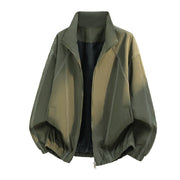 Herren Oversize-Leichtblouson mit Stehkragen und elastischem Saum – Militärgrün