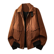 Herren Field-Bomberjacke mit Pattentaschen und Rippbündchen – Ziegelrot