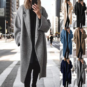 Damen Langmantel aus Wollmix mit doppelreihiger Knopfleiste und weitem Revers Nord Taschen – Gewicht S: 680 g - 3XL: 760 g