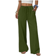 Damen Weite Loungewear-Hose mit Tunnelzug Nord Taschen – Olivgrün