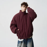 Herren Oversized Windjacke mit Stehkragen und elastischen Bündchen Nord Taschen – Dunkelrot