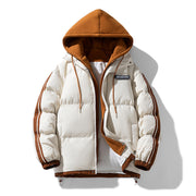 Herren wattierter Parka mit innenliegendem Hoodie und Zwei-Wege-Reißverschluss – Khaki