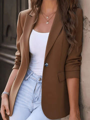Damen Taillierter Ein-Knopf-Blazer mit Pattentaschen und schmaler Silhouette Nord Taschen – Dunkelbraun