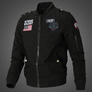 Herren Langarm Bomberjacke mit Taschen – Schwarz
