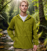 Herren Leichte atmungsaktive Outdoor-Windjacke mit Kapuze und Reißverschluss Nord Taschen – Hellgrün