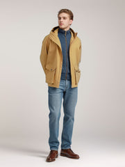 Herren Kurze wetterfeste Kapuzenjacke im Field-Style mit großen Pattentaschen Nord Taschen – Khaki
