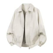 Herren Oversize-Blouson mit elastischem Saum und verdecktem Reißverschluss – Weißgrau