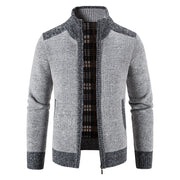 Herren Langarm-Zip-Jacke mit Taschen – Hellgrau