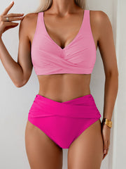 Damen Hochgeschnittenes Bikini-Set mit raffiniertem Wickeldesign Nord Taschen – Rosa