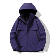 Herren multifunktionale Wasserfeste Softshell-Regenjacke mit abnehmbarer Fleece-Innenjacke Nord Taschen – Nachtviolett (Einzel-Softshell)