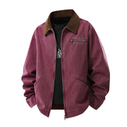 Herren Langarmjacke mit Kragen und Taschen – Rot