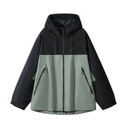 Unisex Wasserabweisende zweifarbige Softshell-Jacke mit Kapuze Nord Taschen – Schwarzgrün