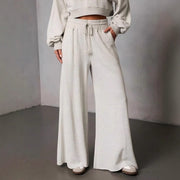 Damen weite High-Waist Loungehose mit Kordelzug und Seitentaschen Nord Taschen – Hellgrau