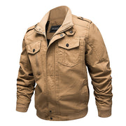 Herren Canvas-Fieldjacke mit Stehkragen und multifunktionalen Taschen – Khaki 2701