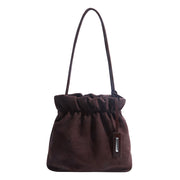 Damen lässige Veloursledertasche mit Raffungen Nord Taschen – Braun