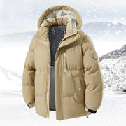 Herren Daunenjacke mit Kapuze und Taschen – Khaki