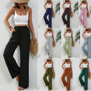 Damen Weite Palazzohose mit hohem Elastikbund, Kordelzug und Eingrifftaschen Nord Taschen – Einfarbig, alle Größen - Sofortversand