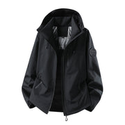 Herren Wasserabweisende Softshelljacke mit Kapuze und Reißverschlusstaschen Nord Taschen – Schwarz