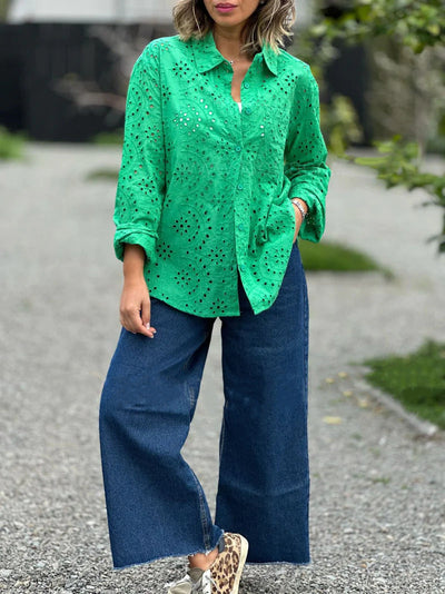 Bestickte Bluse | Langarm | Femininer Stil