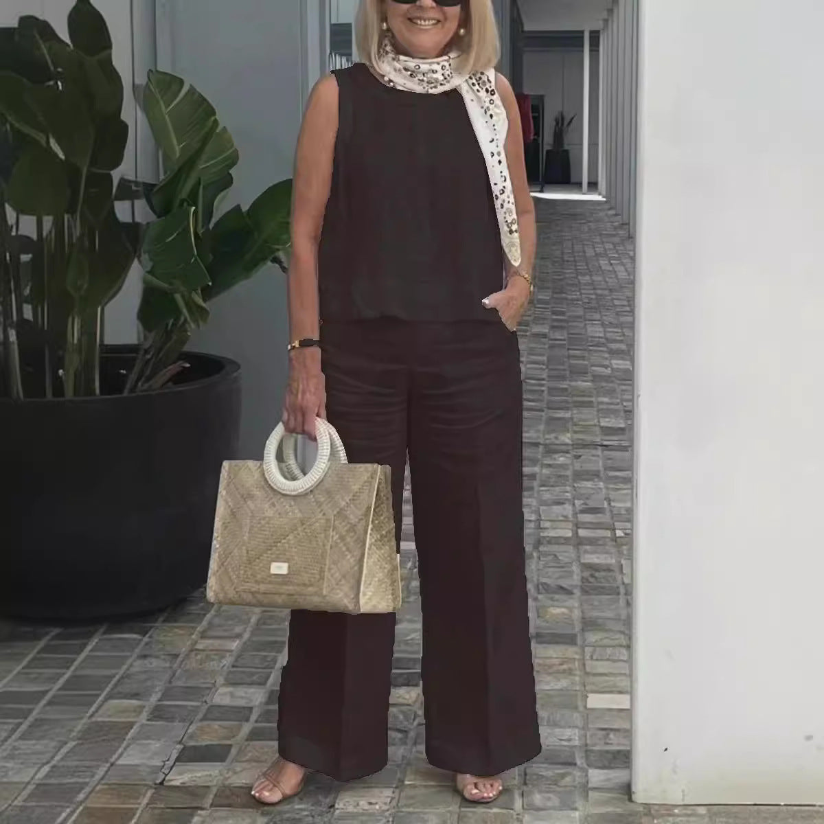 Leinen-Set mit ärmellosem Top | Weite Hose | Sommerlicher Chic