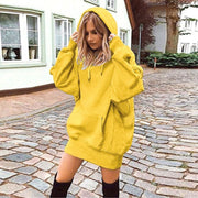 Damen Oversize Kapuzenkleid mit Kängurutasche Nord Taschen – Gelb - 24-Stunden-Versand