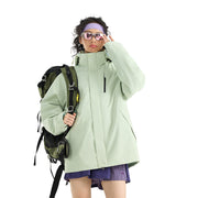 Damen Leichte wasserdichte Parka-Kapuzenjacke mit versiegelten Nähten und Kordelzug Nord Taschen – Hellgrün