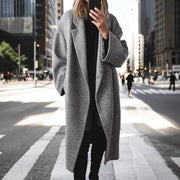 Damen Oversize-Longcoat aus Wollmix mit überschnittener Schulter und minimalistischer Knopfleiste Nord Taschen – Grau