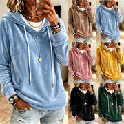 Damen Samt-Kapuzenpullover mit Relaxed-Fit und Kordelzug Nord Taschen – Gewicht: S320g - XXXL:420g