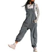 Damen Lässiger Jumpsuit mit praktischen Taschen und elastischem Saum Nord Taschen – Grau