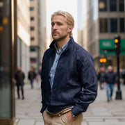 Herren Leichte Harringtonjacke mit Stehkragen und Reißverschluss Nord Taschen – Marineblau