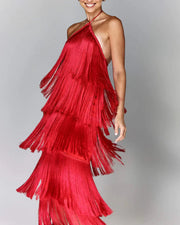 Adena | Quastenkleid der Eleganz – rot