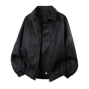 Herren Oversize-Blouson mit elastischem Saum und verdecktem Reißverschluss – Schwarz