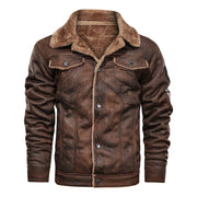 Herren Jeansjacke mit Teddyfutter und Druckknopfleiste – Braun 821
