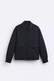 Herren Leichte Utility-Blousonjacke mit Hemdkragen und aufgesetzten Pattentaschen Nord Taschen – Marineblau