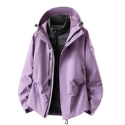 Herren wasserdichte Outdoorjacke mit abnehmbarer Fleece-Innenjacke Nord Taschen – Daunenfutter - Wachsapfel-Violett