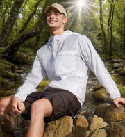 Herren Leichte atmungsaktive Outdoor-Windjacke mit Kapuze und Reißverschluss Nord Taschen – Weiß