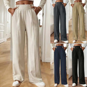 Damen Hochtaillierte weite Marlene-Hose mit Zierknopf-Bund und Bügelfalte Nord Taschen – Gewicht: S:260g - 3XL:320g