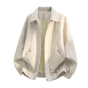 Herren Oversize-Fieldjacke aus Kunstleder mit verdecktem Reißverschluss – Apricot